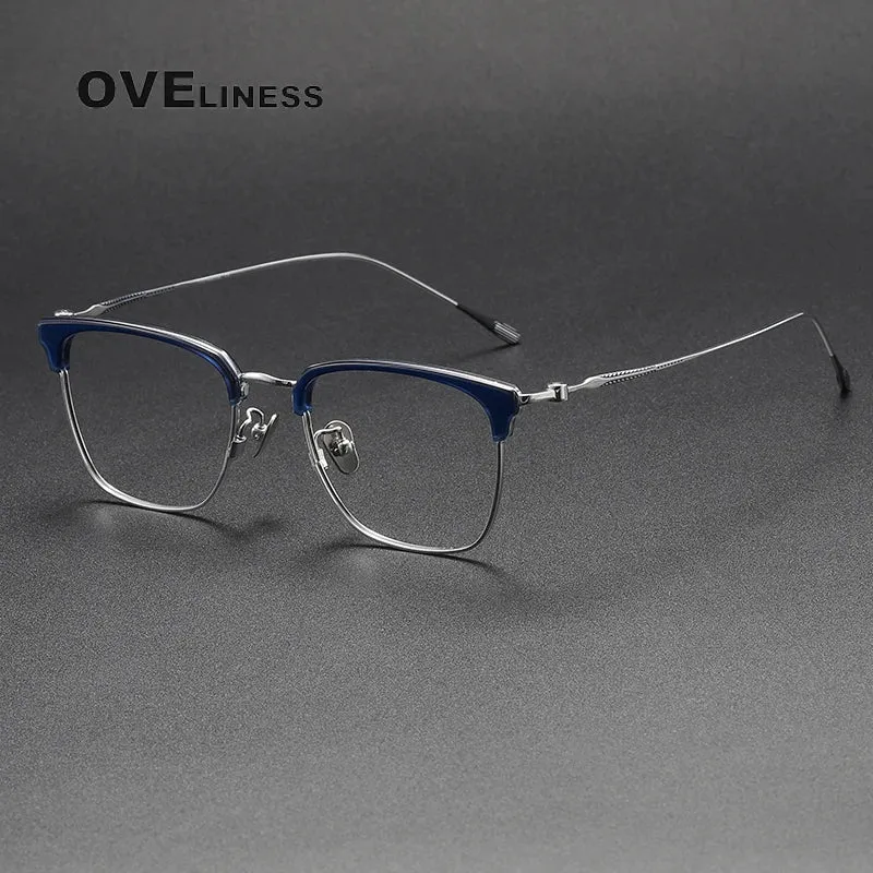 Oveliness Unisex Full Rim Cat Eye Acetate Titanium Eyeglasses 80899