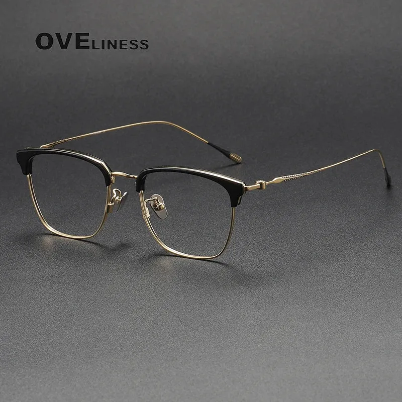 Oveliness Unisex Full Rim Cat Eye Acetate Titanium Eyeglasses 80899