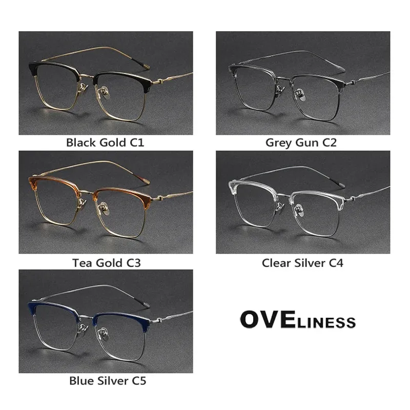 Oveliness Unisex Full Rim Cat Eye Acetate Titanium Eyeglasses 80899