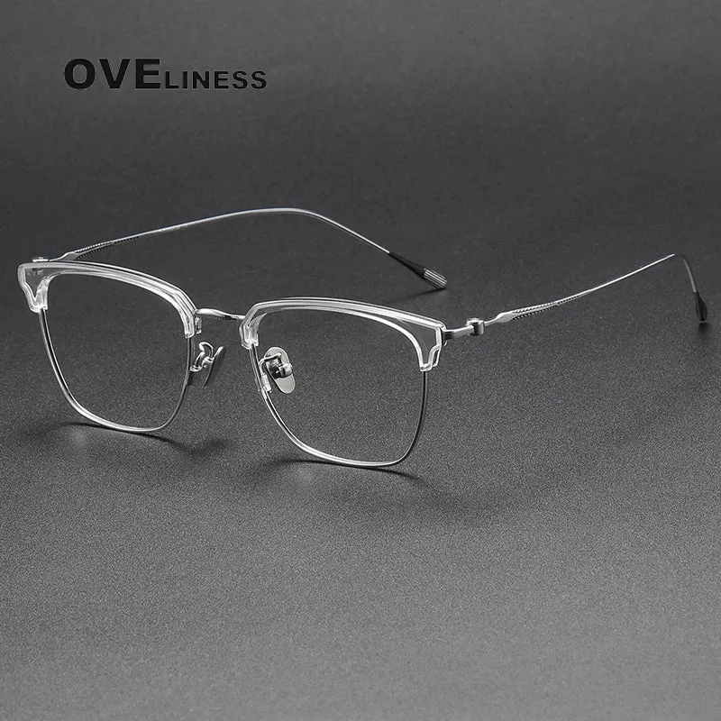 Oveliness Unisex Full Rim Cat Eye Acetate Titanium Eyeglasses 80899