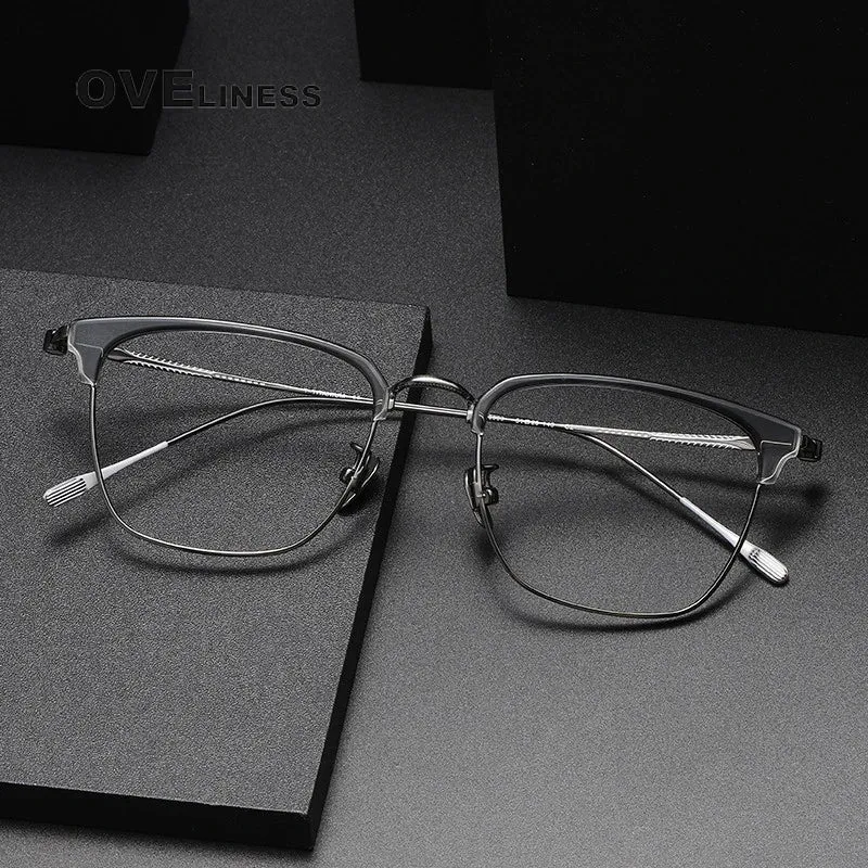 Oveliness Unisex Full Rim Cat Eye Acetate Titanium Eyeglasses 80899