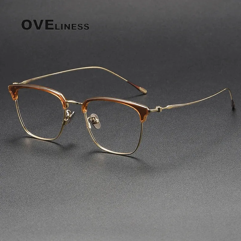 Oveliness Unisex Full Rim Cat Eye Acetate Titanium Eyeglasses 80899