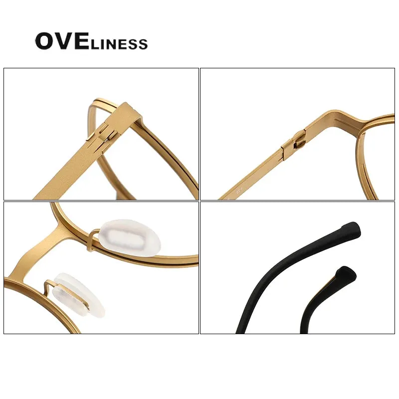 Oveliness Unisex Full Rim Flat Top Round Screwless Titanium Eyeglasses 80992