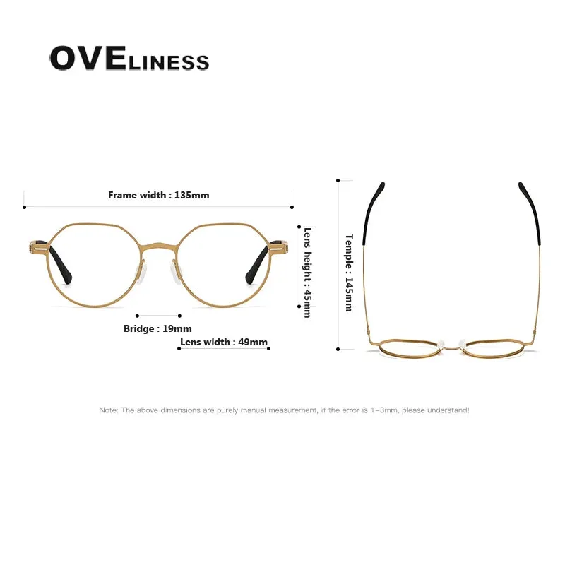 Oveliness Unisex Full Rim Flat Top Round Screwless Titanium Eyeglasses 80992