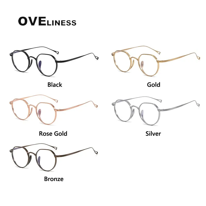 Oveliness Unisex Full Rim Irregular Round Titanium Eyeglasses 9916