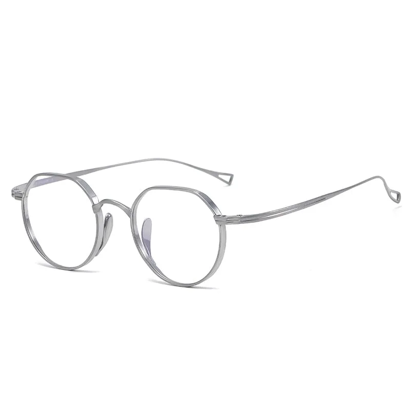 Oveliness Unisex Full Rim Irregular Round Titanium Eyeglasses 9916