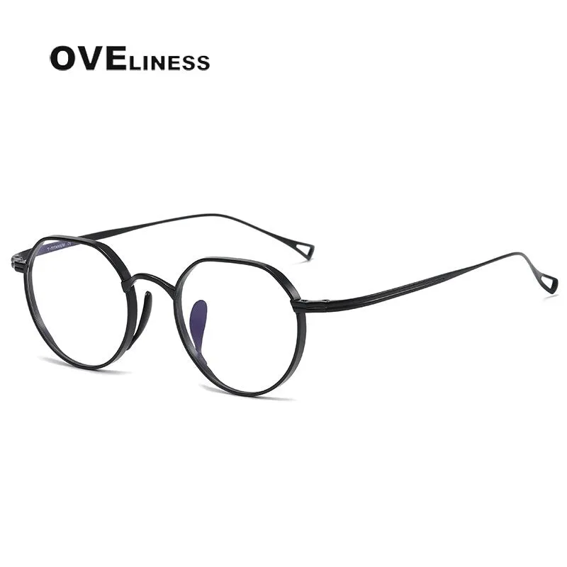 Oveliness Unisex Full Rim Irregular Round Titanium Eyeglasses 9916