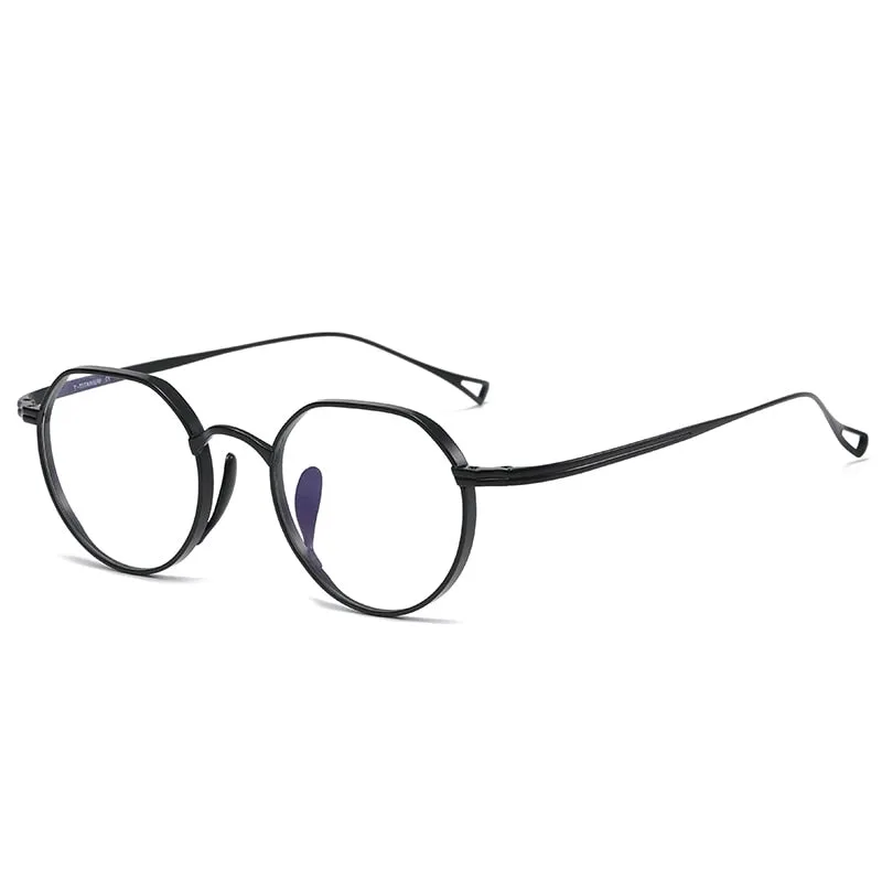Oveliness Unisex Full Rim Irregular Round Titanium Eyeglasses 9916