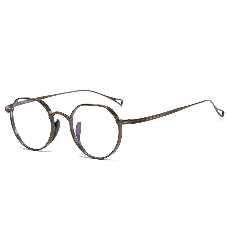 Oveliness Unisex Full Rim Irregular Round Titanium Eyeglasses 9916