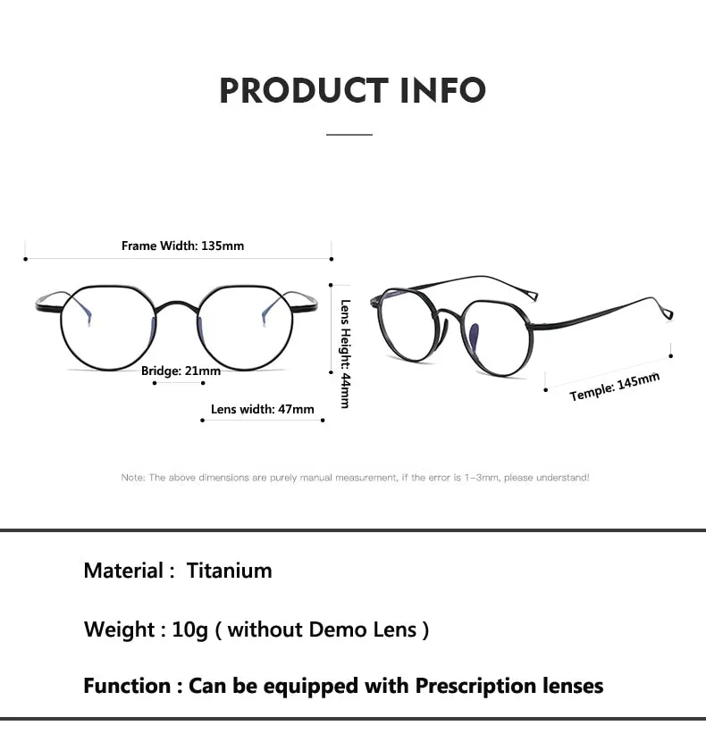 Oveliness Unisex Full Rim Irregular Round Titanium Eyeglasses 9916