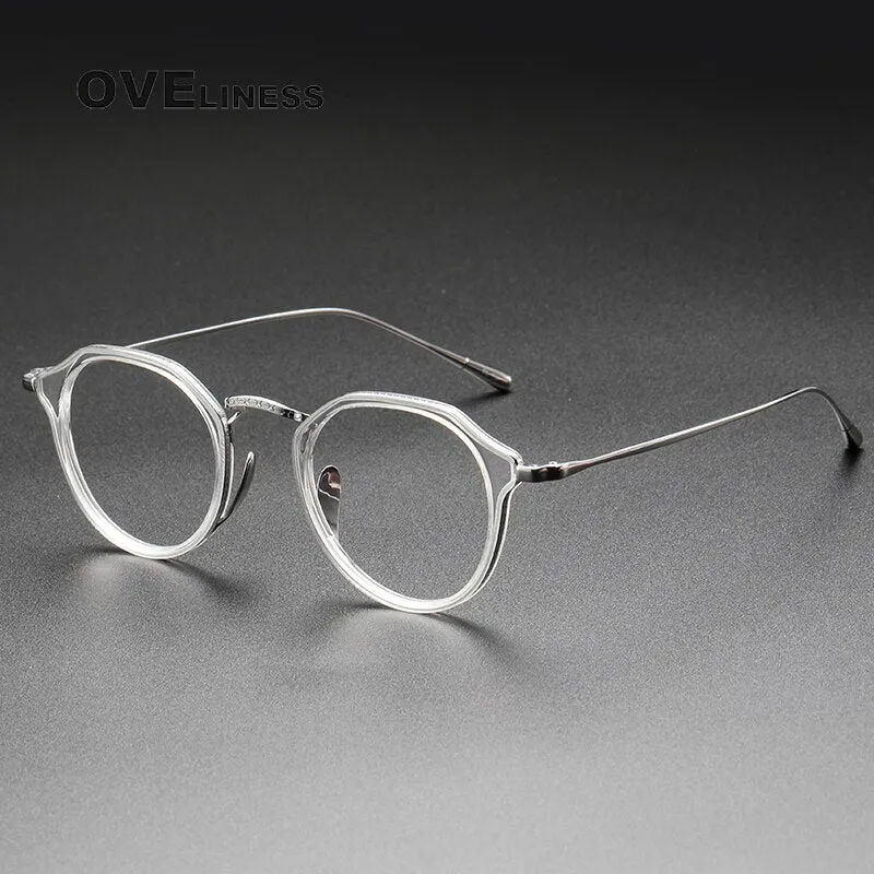 Oveliness Unisex Full Rim Oversized Square Round Acetate Titanium Eyeglasses 1113