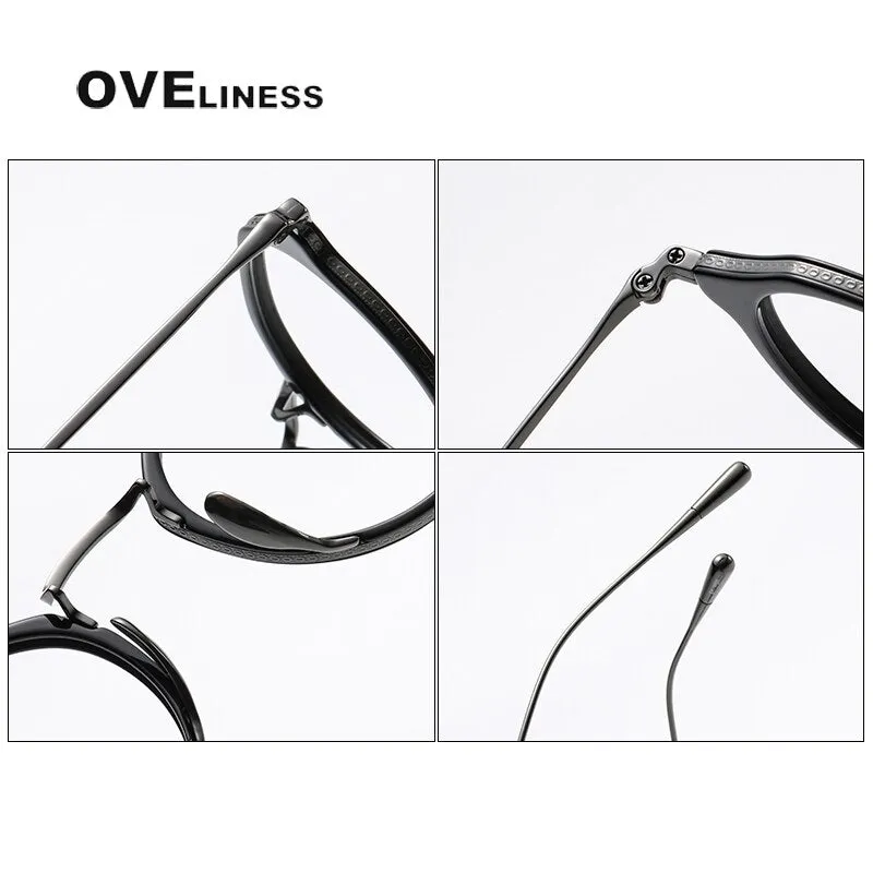 Oveliness Unisex Full Rim Oversized Square Round Acetate Titanium Eyeglasses 1113