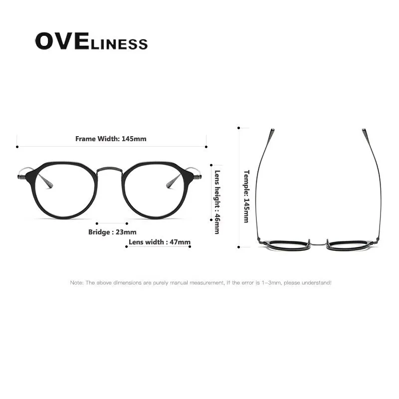 Oveliness Unisex Full Rim Oversized Square Round Acetate Titanium Eyeglasses 1113