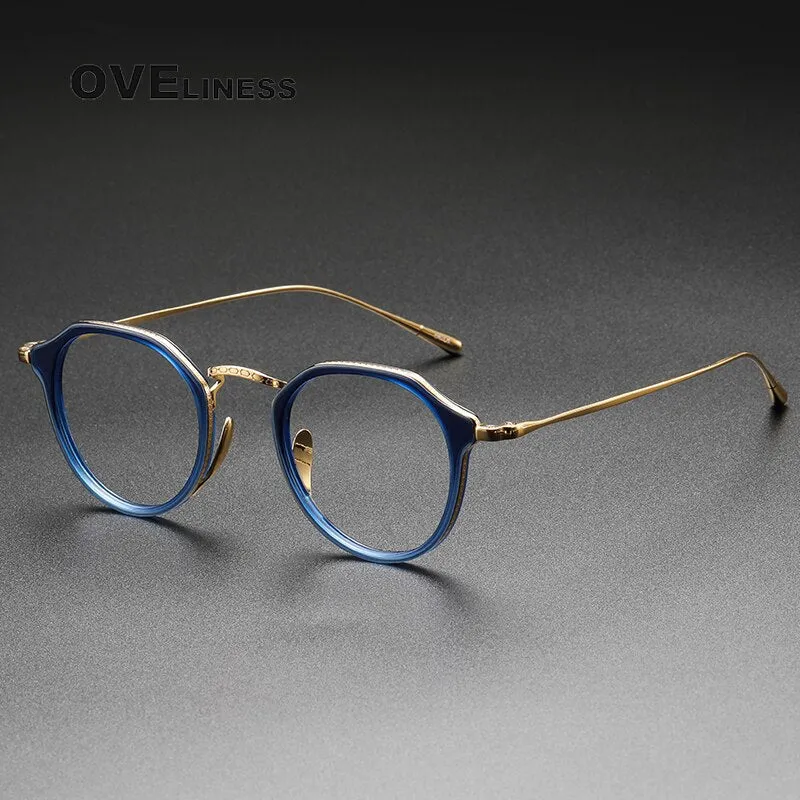 Oveliness Unisex Full Rim Oversized Square Round Acetate Titanium Eyeglasses 1113