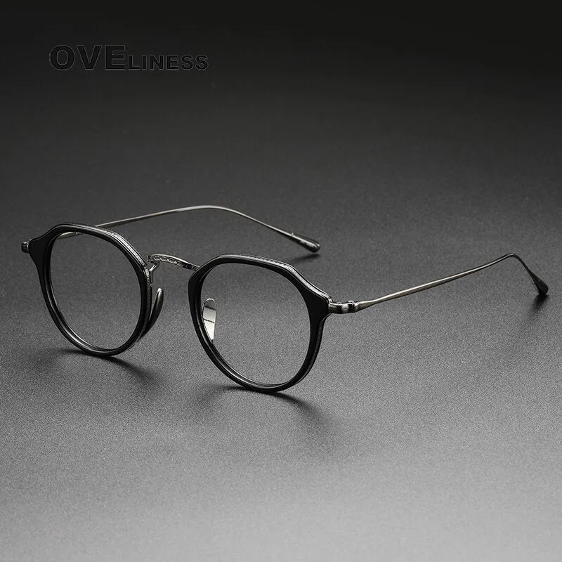 Oveliness Unisex Full Rim Oversized Square Round Acetate Titanium Eyeglasses 1113