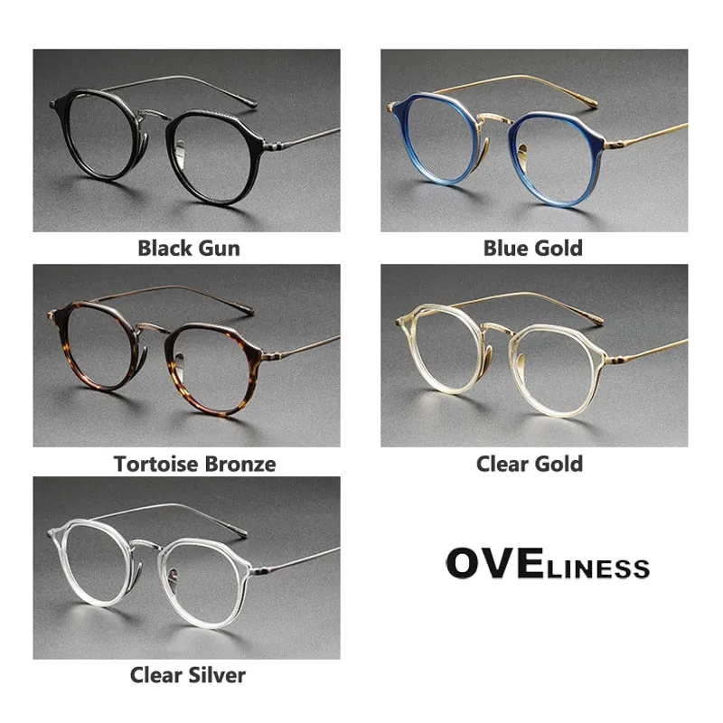 Oveliness Unisex Full Rim Oversized Square Round Acetate Titanium Eyeglasses 1113