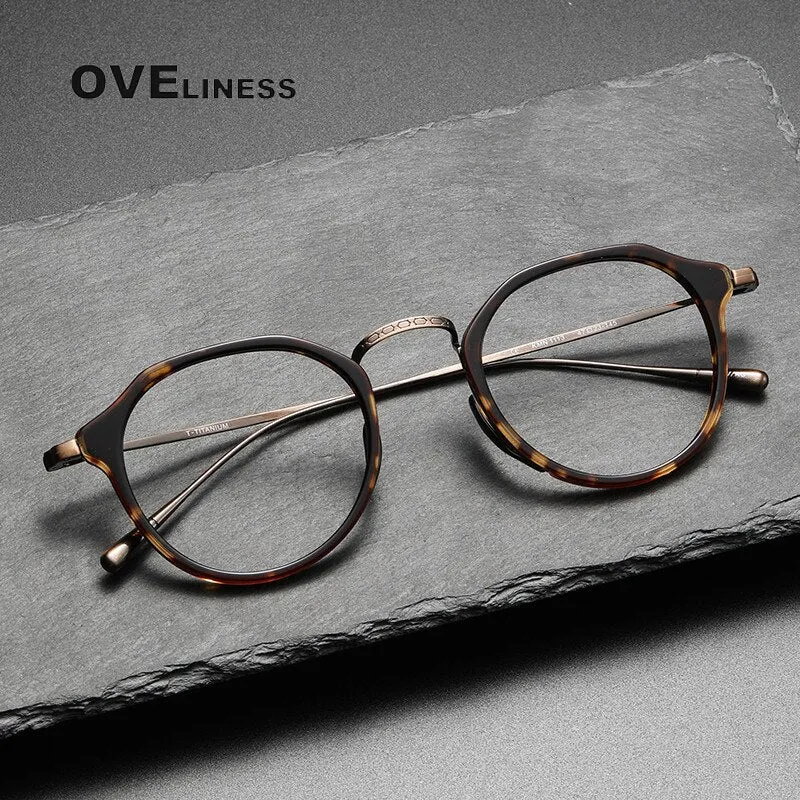 Oveliness Unisex Full Rim Oversized Square Round Acetate Titanium Eyeglasses 1113