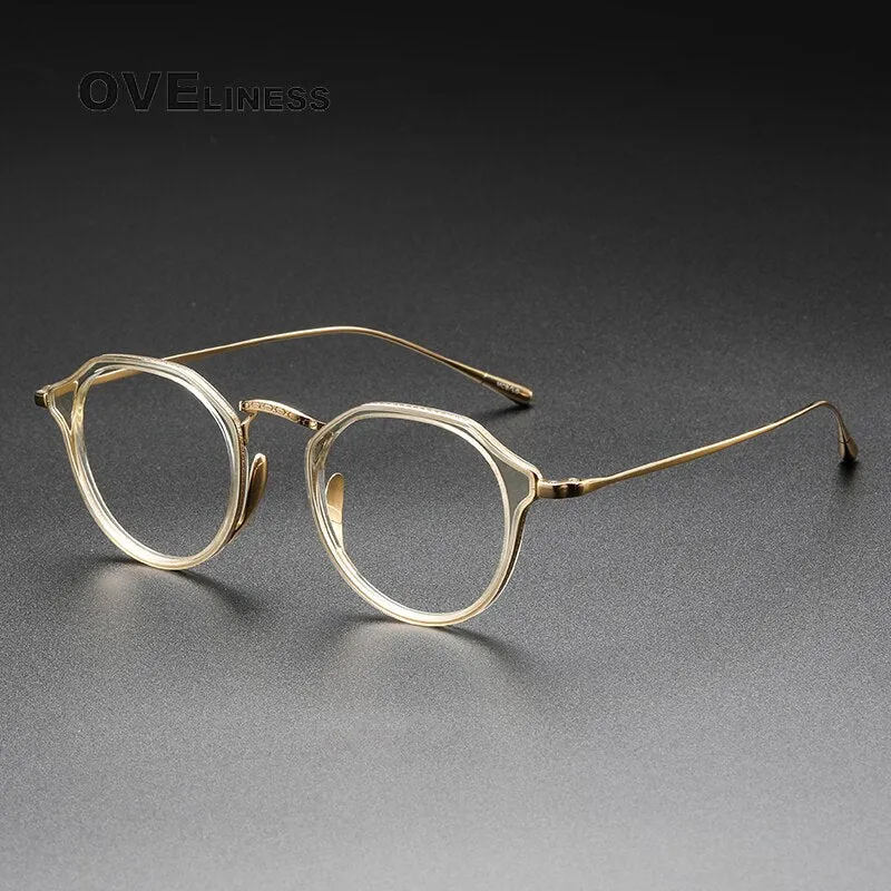 Oveliness Unisex Full Rim Oversized Square Round Acetate Titanium Eyeglasses 1113