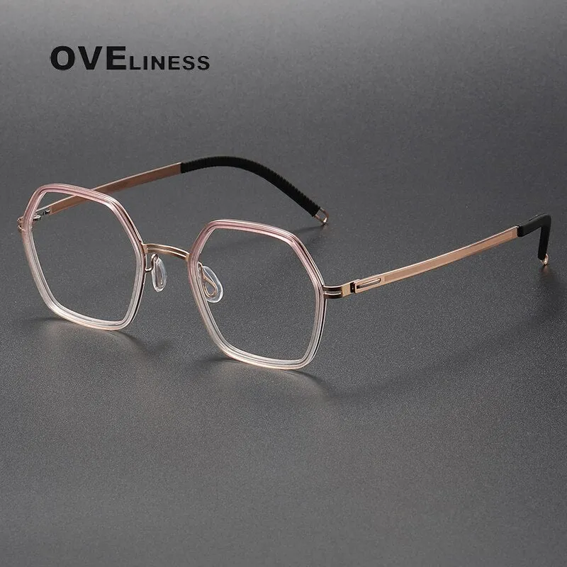 Oveliness Unisex Full Rim Polygon Acetate Titanium Eyeglasses 8202322