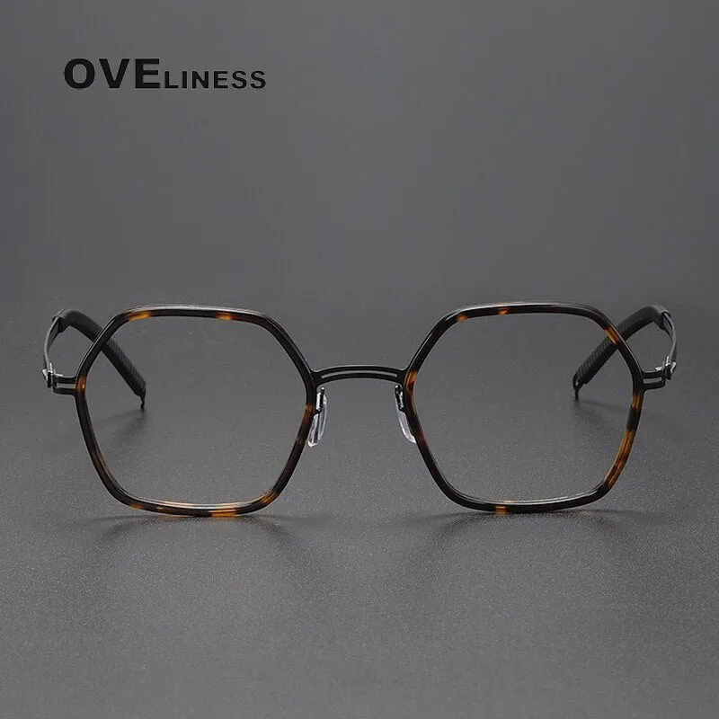 Oveliness Unisex Full Rim Polygon Acetate Titanium Eyeglasses 8202322