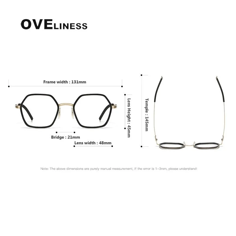 Oveliness Unisex Full Rim Polygon Acetate Titanium Eyeglasses 8202322