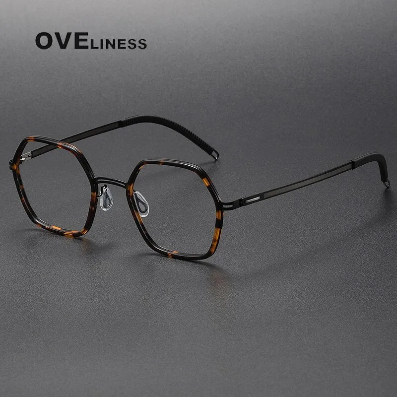 Oveliness Unisex Full Rim Polygon Acetate Titanium Eyeglasses 8202322