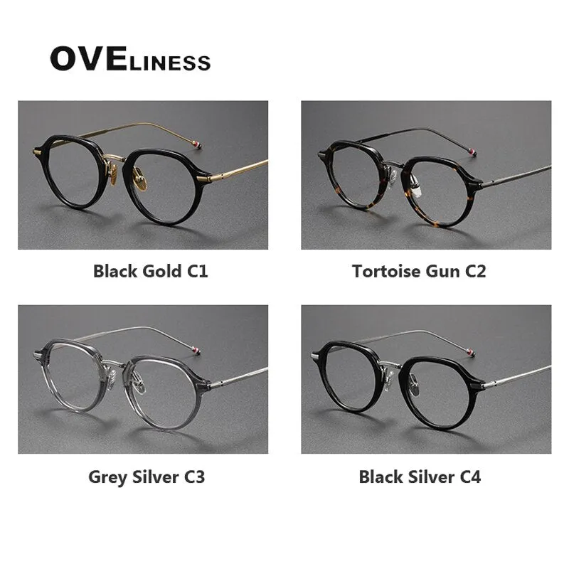 Oveliness Unisex Full Rim Polygon Acetate Titanium Eyeglasses Tbx421