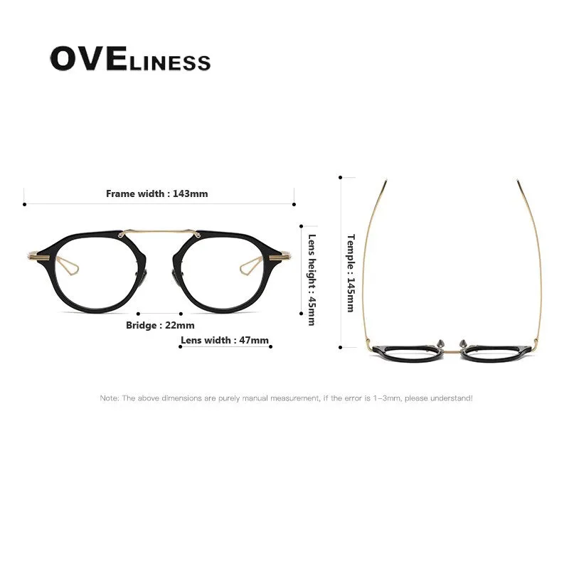 Oveliness Unisex Full Rim Polygon Double Bridge Acetate Titanium Eyeglasses Dxt119