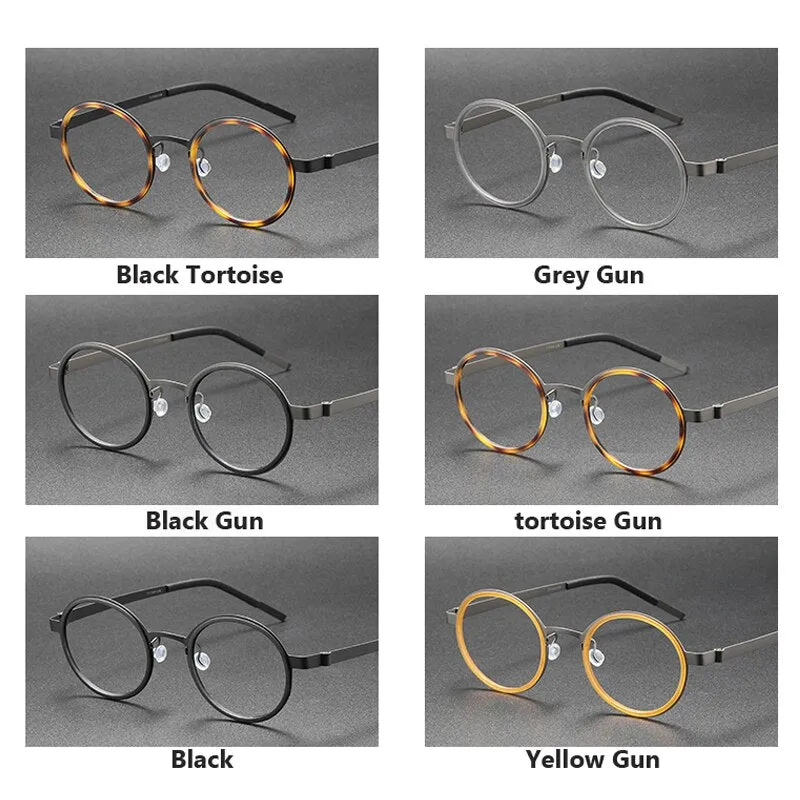 Oveliness Unisex Full Rim Round Acetate Titanium Eyeglasses 9707