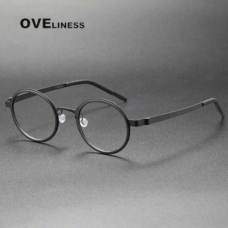 Oveliness Unisex Full Rim Round Acetate Titanium Eyeglasses 9707