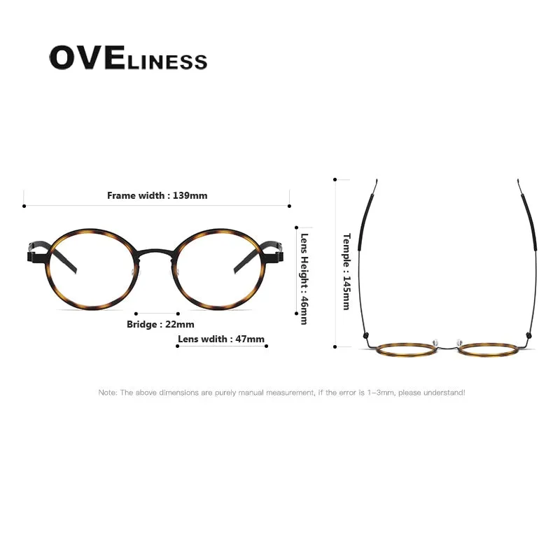 Oveliness Unisex Full Rim Round Acetate Titanium Eyeglasses 9707