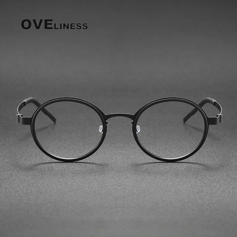 Oveliness Unisex Full Rim Round Acetate Titanium Eyeglasses 9707