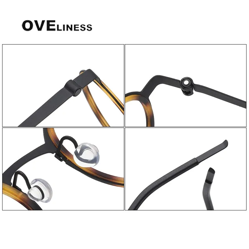 Oveliness Unisex Full Rim Round Acetate Titanium Eyeglasses 9707