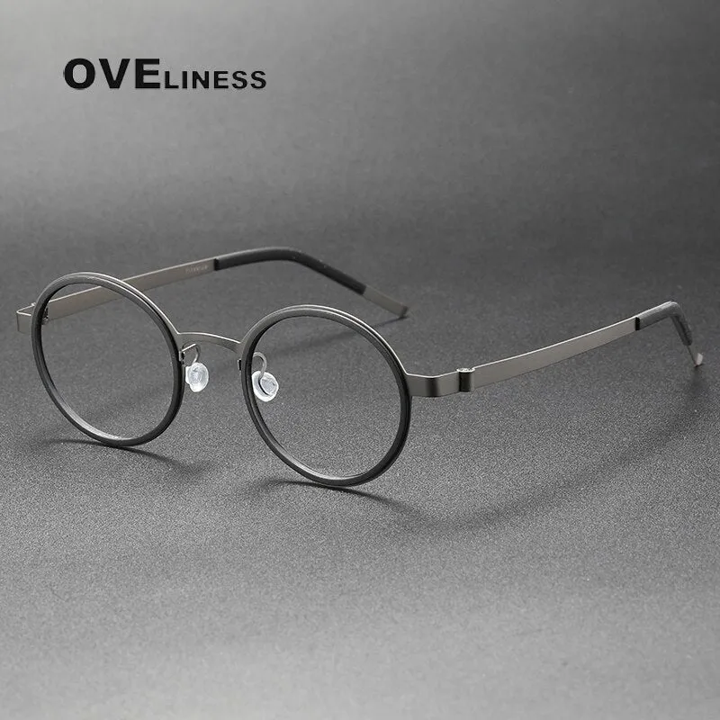 Oveliness Unisex Full Rim Round Acetate Titanium Eyeglasses 9707