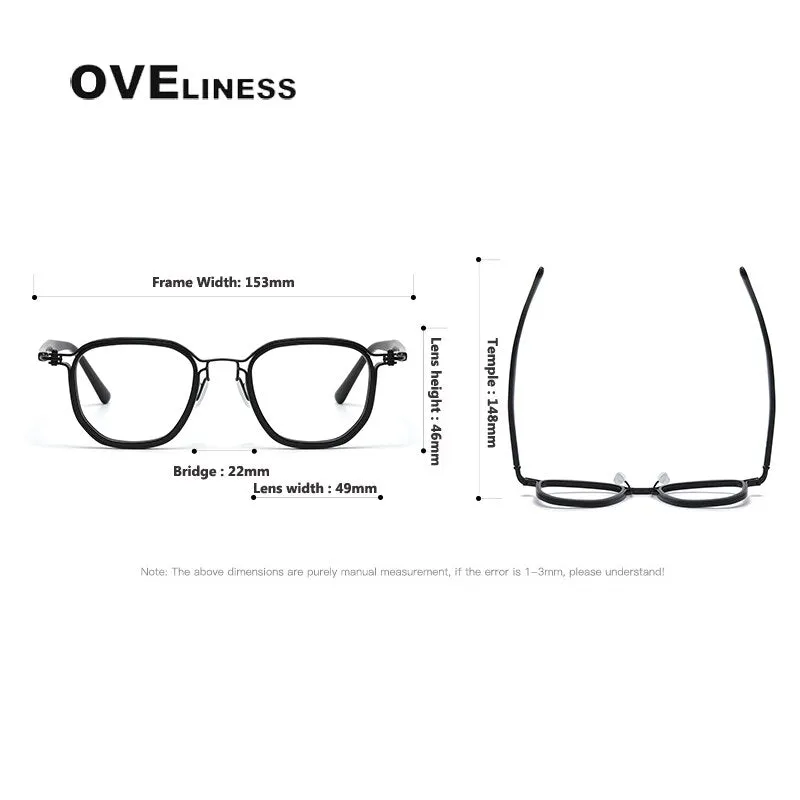 Oveliness Unisex Full Rim Round Square Acetate Titanium Eyeglasses 5865