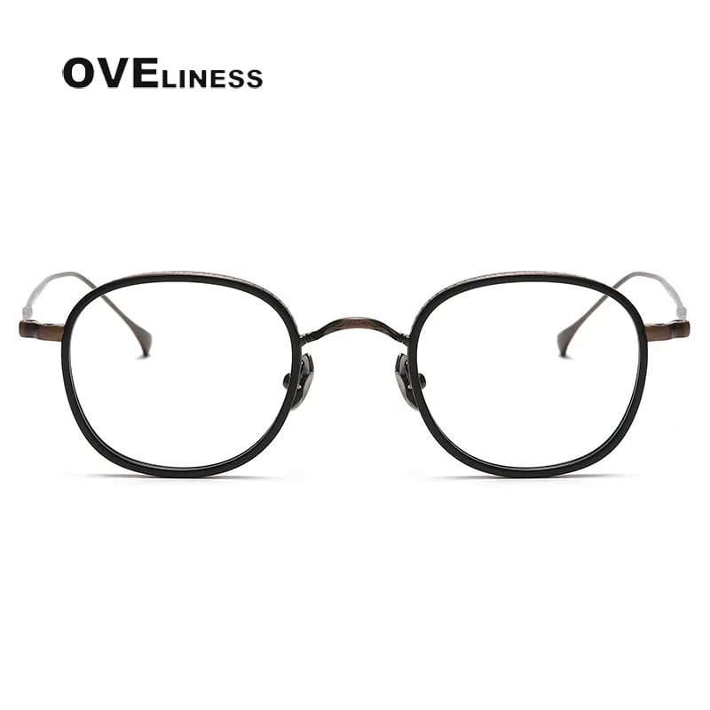Oveliness Unisex Full Rim Round Square Titanium Eyeglasses 137