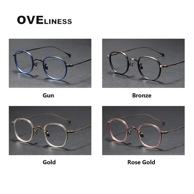 Oveliness Unisex Full Rim Round Square Titanium Eyeglasses 137