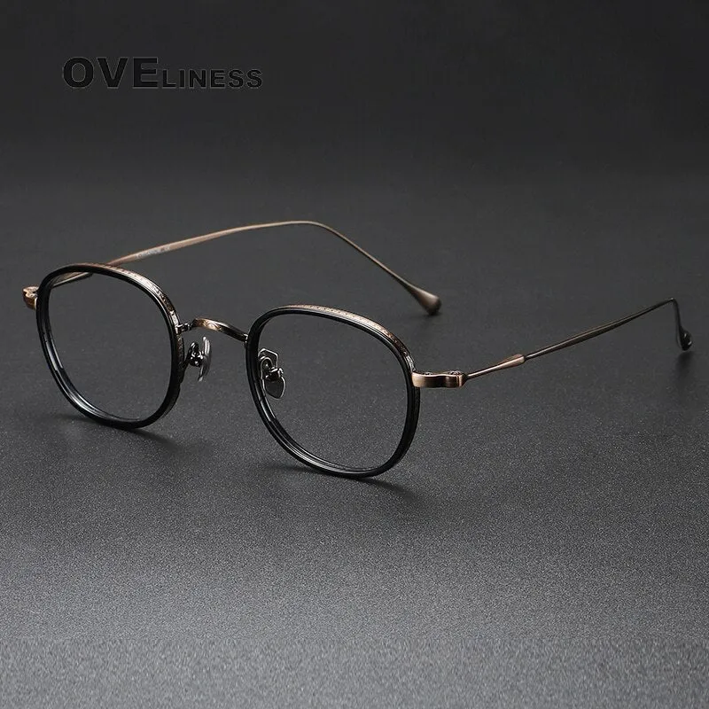 Oveliness Unisex Full Rim Round Square Titanium Eyeglasses 137