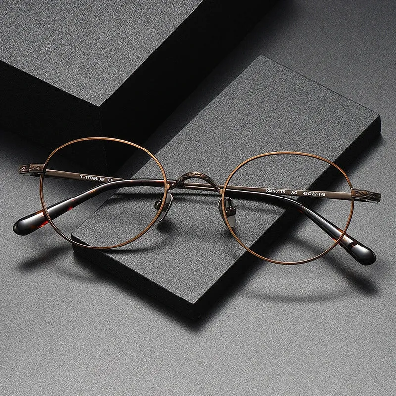 Oveliness Unisex Full RIm Round Titanium Eyeglasses 01tr