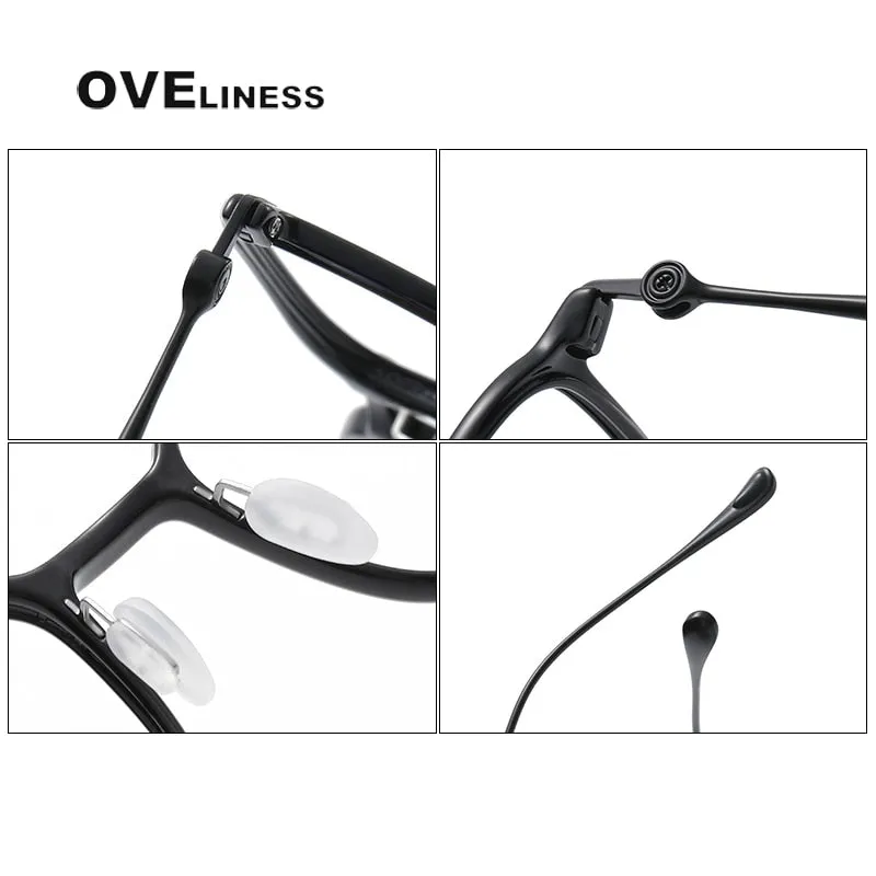 Oveliness Unisex Full Rim Square Acetate Titanium Eyeglasses 8644