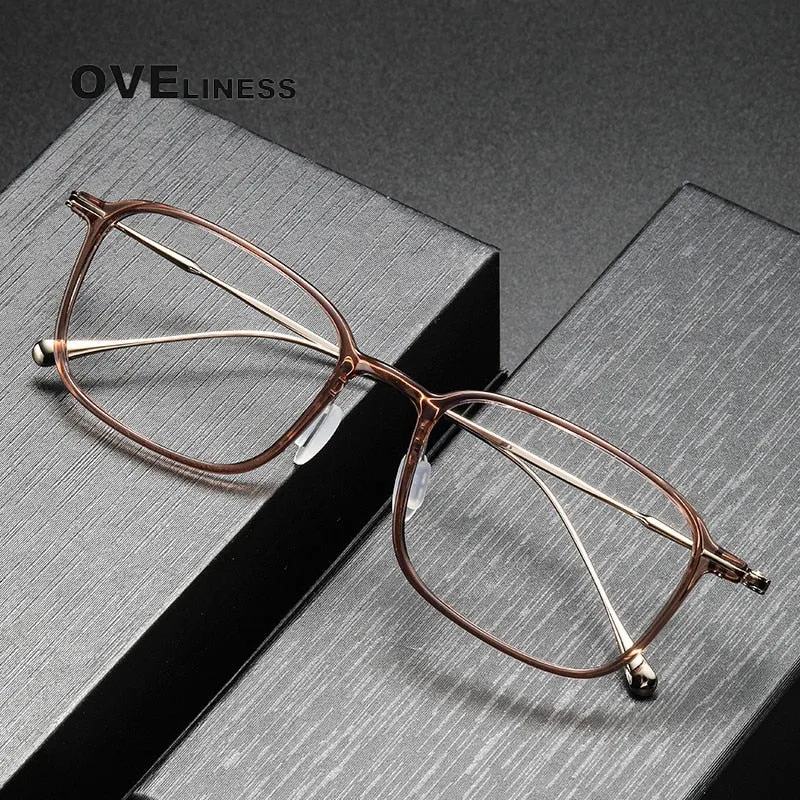 Oveliness Unisex Full Rim Square Acetate Titanium Eyeglasses 8644