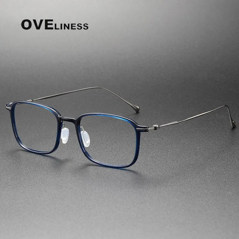 Oveliness Unisex Full Rim Square Acetate Titanium Eyeglasses 8644