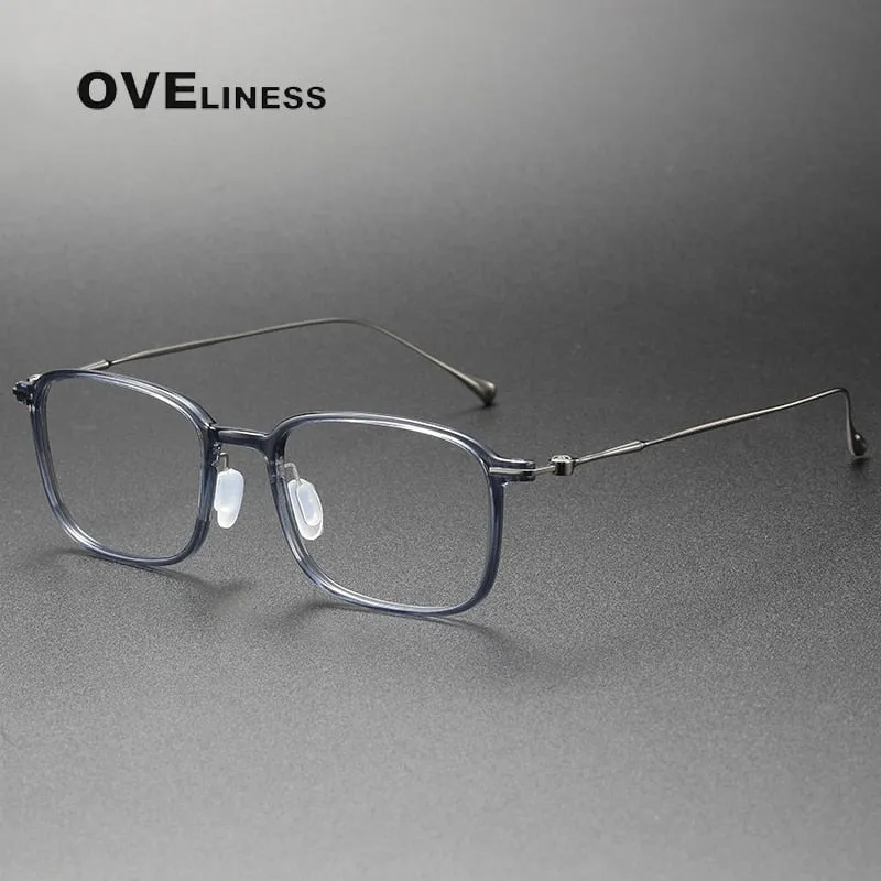Oveliness Unisex Full Rim Square Acetate Titanium Eyeglasses 8644
