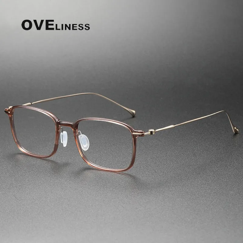 Oveliness Unisex Full Rim Square Acetate Titanium Eyeglasses 8644