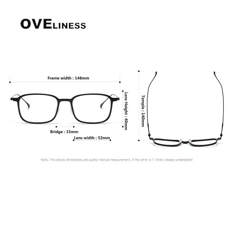 Oveliness Unisex Full Rim Square Acetate Titanium Eyeglasses 8644