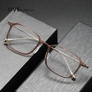 Oveliness Unisex Full Rim Square Acetate Titanium Eyeglasses 8644