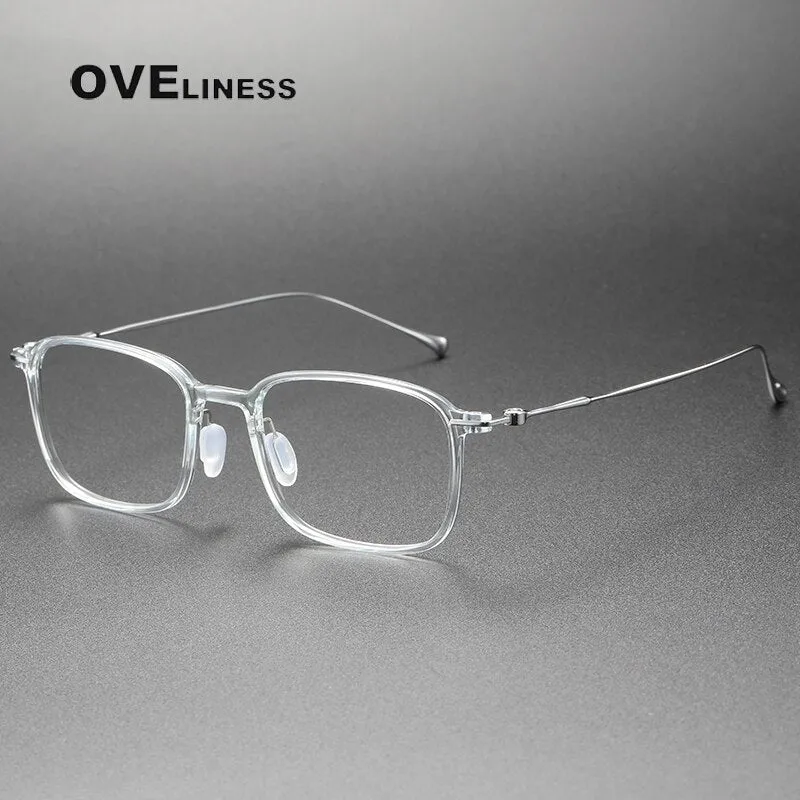 Oveliness Unisex Full Rim Square Acetate Titanium Eyeglasses 8644