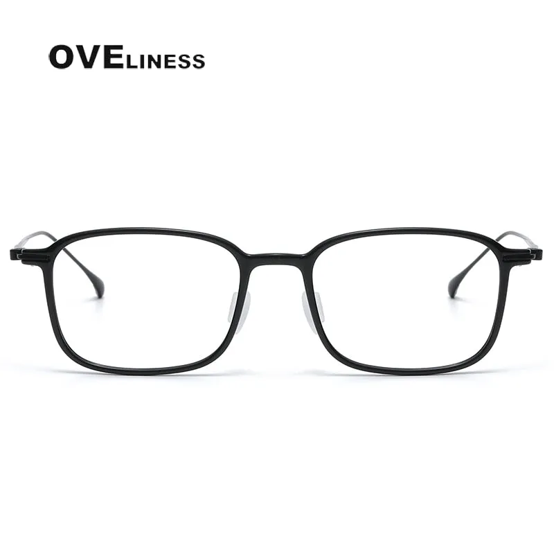 Oveliness Unisex Full Rim Square Acetate Titanium Eyeglasses 8644