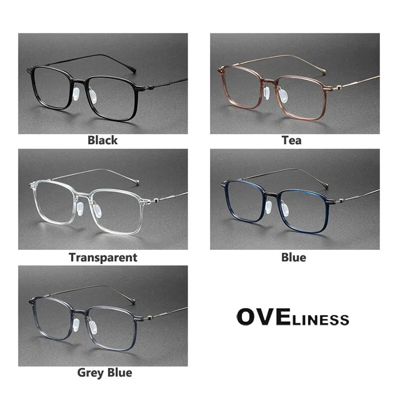 Oveliness Unisex Full Rim Square Acetate Titanium Eyeglasses 8644
