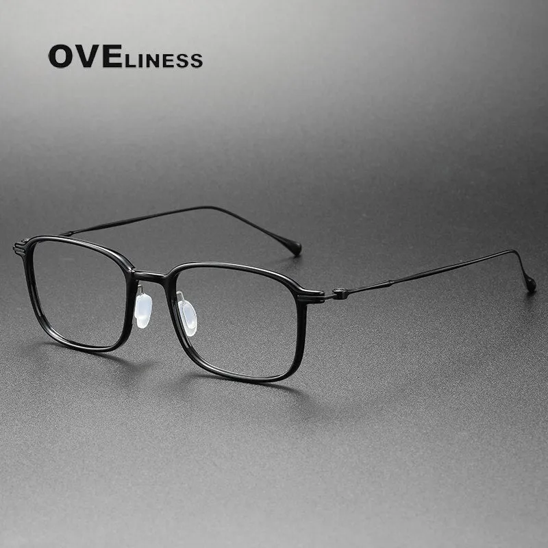 Oveliness Unisex Full Rim Square Acetate Titanium Eyeglasses 8644
